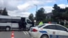 Police officers block a road outside the Procter & Gamble factory near Gebze, northwest Turkey, Feb. 1, 2024.