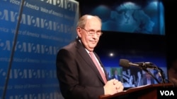 On Dec. 14, 2023, in Washington, the Voice of America held a retirement party for Elez Biberaj in the VOA Briefing Room after a distinguished 43-year career in which he defended journalism values at home and abroad.