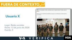La imagen de las jóvenes ucranianas con uniforme militar no se trata de un reclutamiento como se asegura en la red social X. Diseño: Mila Cruz.