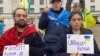 People gathered outside Downing Street to protest against Russia's presidency of the UN Security Council, London, April 1, 2023. 
