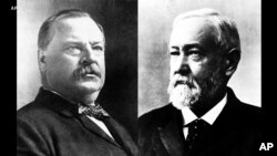 Grover Cleveland, majtas, dhe Benjamin Harrison