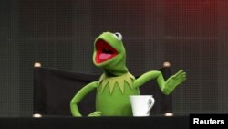 FILE - The Muppets character Kermit the Frog shown here on Aug. 4, 2015, was the inspiration for the name of an amphibious creature that lived 270 million years ago in what is now Texas. 