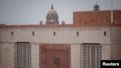 FILE - The construction site of the new parliament building in New Delhi, India, May 23, 2023.