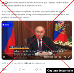 Captura de la publicación en X.