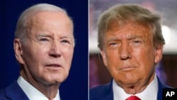 En esta combinación de fotografías, aparecen el presidente Joe Biden, a la izquierda, el 10 de agosto de 2023 en Salt Lake City, y el expresidente Donald Trump el 13 de junio de 2023 en Bedminster, Nueva Jersey. 