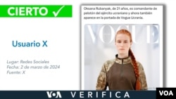 Aunque la fotografía de la comandante de pelotón de Ucrania ha causado polémica y confusión, esta fotografía sí apareció en la portada de Vogue Ucrania. 