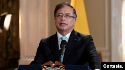 ARCHIVO : Presidente Gustavo Petro habla durante el mensaje enviado al Consejo de Derechos Humanos de la ONU. [Foto: Presidencia de Colombia]