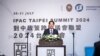 FILE - This handout picture taken and released on July 30, 2024 by Taiwan's Presidential Office shows Taiwan's President Lai Ching-te speaking to a meeting of the Inter-Parliamentary Alliance on China in Taipei.