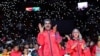 Venezuela's President Nicolas Maduro celebrates with supporters after saying he's running for another term in the July 28, 2024 election, at the Poliedro de Caracas, Venezuela, March 16, 2024.