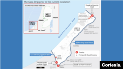 La Franja de Gaza antes de la actual escalada. Fuente: Oficina de las Naciones Unidas para la Coordinación de Asuntos Humanitarios.