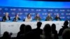 Participants of talks on developing a peace formula for Russia's war on Ukraine speak at news conference after meeting in Davos, Switzerland, Jan. 14, 2024.