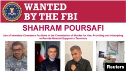 FILE - An FBI wanted poster shows Shahram Poursafi, also known as Mehdi Rezayi of Tehran, Iran, in an image released by the U.S. Justice Department after it charged the member of Iran's Islamic Revolutionary Guard Corps with plotting to kill John Bolton, Aug. 10, 2022.