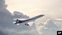 El avión Boom Supersonic Overture. American Airlines dice que acordó comprar hasta 20 aviones supersónicos que todavía están en el tablero de dibujo y a años de volar. American anunció el acuerdo el martes 16 de agosto de 2022 con Boom Supersonic. (Boom Supersonic vía AP)