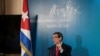 El Ministro de Relaciones Exteriores de Cuba, Bruno Rodríguez, habla durante una conferencia de prensa en La Habana, Cuba, el 25 de abril de 2022.