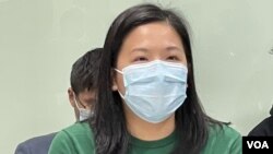 前中西區區議員伍凱欣當選新一屆民主黨副主席。（美國之音湯惠云）