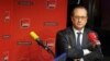 French President Francois Hollande is seen taking a question during an interview with radio station France Inter in Paris Jan. 5, 2015.