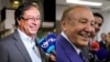 Una imagen combinada muestra a los candidatos presidenciales colombianos Gustavo Petro y Rodolfo Hernández hablando con los medios en Bogotá, Colombia, el 27 y el 24 de mayo de 2022, respectivamente.
