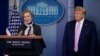 FILE - President Donald Trump listens as White House coronavirus response coordinator Dr. Deborah Birx speaks during a coronavirus task force briefing at the White House, in Washington, April 10, 2020. 