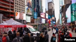 Imagen de Times Square, Nueva York, EE. UU., el 19 de diciembre de 2021.