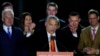 Hungary's Prime Minister Viktor Orban addresses cheering supporters during an election night rally in Budapest, April 3, 2022.