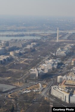 Fotografía aérea de la Alameda Nacional el día de la primera toma de posesión de Barack Obama en enero de 2009.