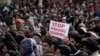 Kashmiris participate in a protest against the targeting of Kashmiri Muslims in Hindu-majority India, in Srinagar, Indian-controlled Kashmir, Feb. 22, 2019.