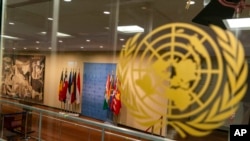 El área de vigilancia del Consejo de Seguridad está cerrada a los miembros de los medios de comunicación durante la 75ª sesión de la Asamblea General de las Naciones Unidas el 23 de septiembre de 2020, en la sede de la ONU.