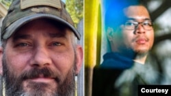 Los veteranos estadounidenses y residentes de Alabama Alexander Drueke, de 39 años, a la izquierda, y Andy Tai Ngoc Huynh, de 27, estaban en Ucrania ayudando en la guerra contra Rusia.