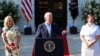 U.S. President Joe Biden delivers remarks during an Independence Day celebration on the South Lawn of the White House in Washington, July 4, 2022. 