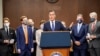 U.S. Senator Mitt Romney (R-UT) speaks as bipartisan members of the Senate and House gather to announce a framework for fresh COVID-19 relief legislation at a news conference on Capitol Hill in Washington, Dec. 1, 2020.