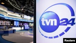 FILE - General view of TVN station's TVN24 television channel studio in Warsaw, Poland, July 29, 2021.