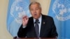 Antonio Guterres, Secretary General of the United Nations, speaks to reporters during the 76th Session of the U.N. General Assembly in New York, September 20, 2021. 