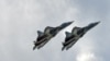 FILE - Two Russian Air Force Sukhoi SU-57 warplanes are seen, July 23, 2017.