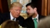 President Donald Trump talks with House Speaker Paul Ryan on Capitol Hill, March 16, 2017. Trump has told fellow Republicans to pass their health care bill Friday or the Affordable Care Act will stay in place.