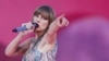 (FILES) American singer and songwriter Taylor Swift performs on stage as part of her Eras Tour in Lisbon on May 24, 2024.