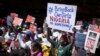 South Africans protest in solidarity against the abduction three weeks ago of hundreds of schoolgirls in Nigeria, May 8, 2014.