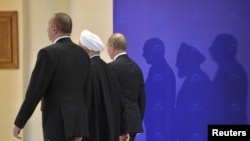 İlham Əliyev, Həsən Ruhani və Vladimir Putin