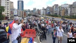 En esta imagen se nota la cantidad de venezolanos que se unieron hoy a la marcha en contra de las políticas del actual gobierno del país caribeño. 1 de abril de 2017. Foto: Álvaro Algarra / VOA.