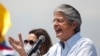 El presidente de Ecuador, Guillermo Lasso, durante un acto de campaña en Guayaquil en abril de 2021.
