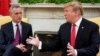 U.S. President Donald Trump speaks while meeting with NATO Secretary General Jens Stoltenberg in the Oval Office at the White House in Washington, April 2, 2019.