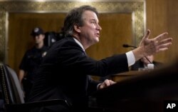Brett Kavanaugh nominado para la Corte Suprema de EE.UU. asistió a la audiencia por su confirmación el 27 de septiembre de 2018 ante la Comisión Judicial del Senado.