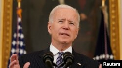 El presidente de EE. UU., Joe Biden, durante una conferencia en la Casa Blanca el 6 de abril de 2021.