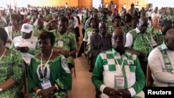 Members of PDCI (Democratic party of the Ivory Coast) attend a meeting, in Daoukro, Ivory Coast, Sept. 24, 2018. 
