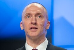 FILE - Carter Page speaks at a news conference at RIA Novosti news agency in Moscow, Russia, Dec. 12, 2016.