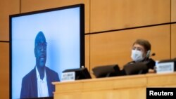 George Floyd's brother, Philonise Floyd, speaks via video before High Commissioner for Human Rights Michelle Bachelet during a debate on human rights violations and systematic racism at a U.N. Human Rights Council session in Geneva, June 17, 2020.
