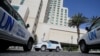 The United Nation vehicles carrying the Organisation for the Prohibition of Chemical Weapons (OPCW) inspectors is seen in Damascus, Syria, April 18, 2018.