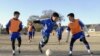 지난해 10월 북한 평안북도 선천군청소년체육학교에서 유소년들이 축구 훈련을 하고 있다. (자료사진)