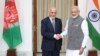Afghan President Ashraf Ghani, left, and Indian Prime Minister Narendra Modi shake hands before the start of their official meeting in New Delhi, Oct. 24, 2017.