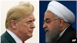 El presidente Donald Trump (izquierda) y el presidente de Irán, Hassan Rouhani, son vistos en fotos del 22 de julio de 2018.