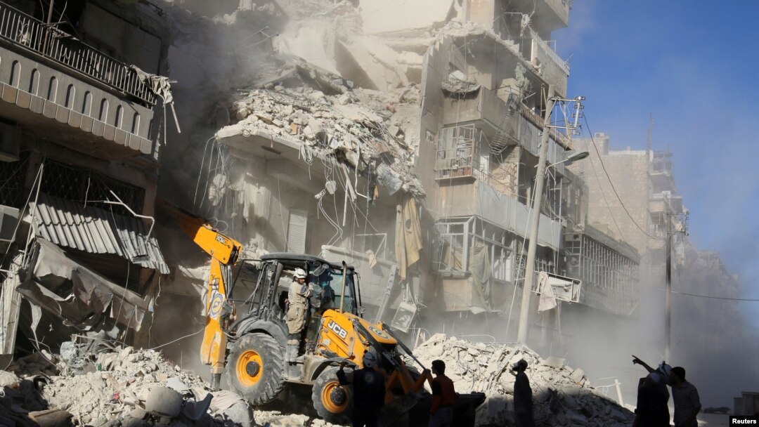 Aleppo သူပုန်ထိန်းချုပ်ရာကို ဆီးရီယားလေကြောင်း တိုက်ခိုက်သတင်းဓါတ်ပုံများ